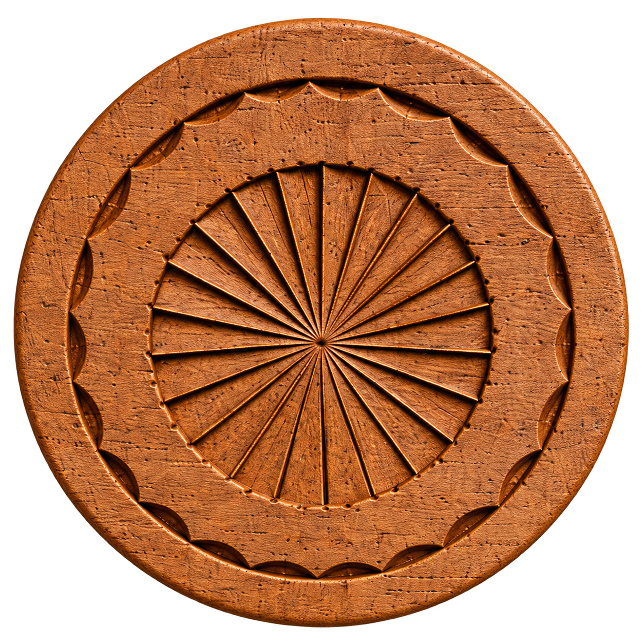 Son carved wooden sun symbol